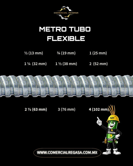 Metro de tubo metálico flexible engargolado helicoidal tipo SAPA para instalaciones eléctricas
