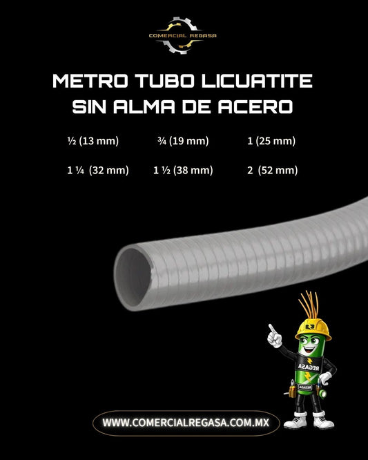 Metro de tubo licuatite no metálico de PVC extra flexible con espiral rígida antichoc