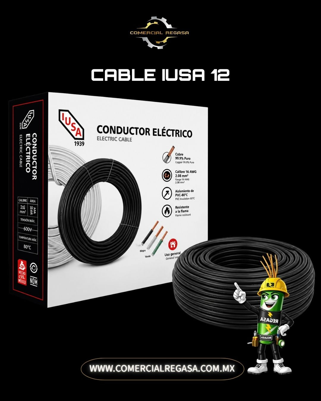 Cable IUSA Calibre 12 | 100 Metros Cobre THW PVC Uso Eléctrico