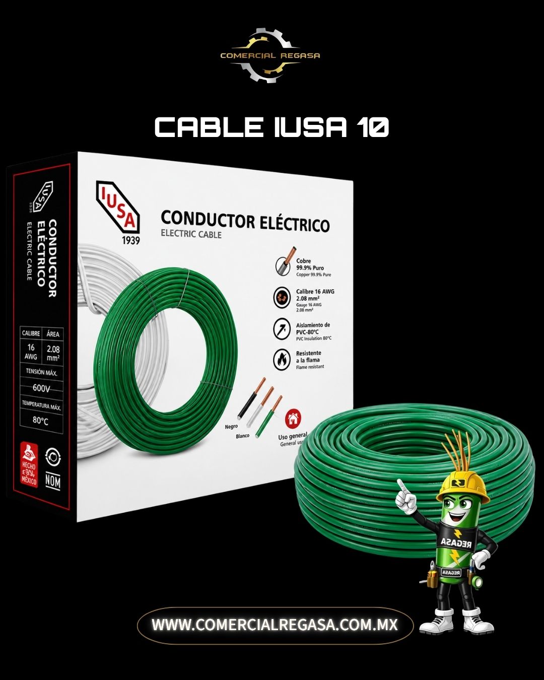 Cable IUSA Calibre 10 | Caja 100 Metros Cable de Cobre PVC