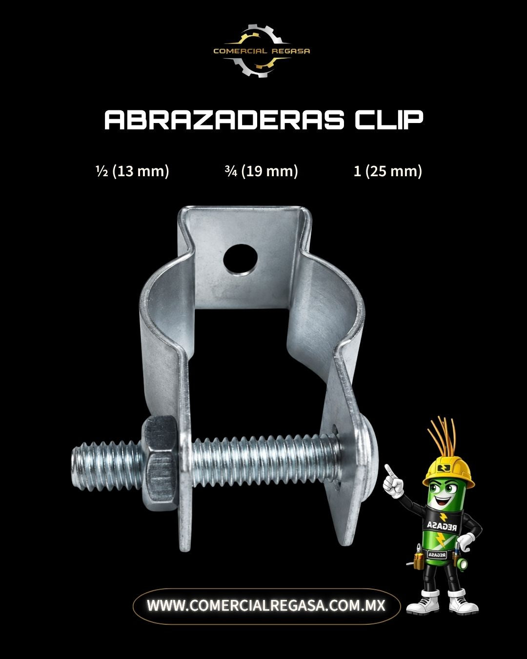 Abrazadera Tipo Clip para Tubo Conduit (1/2, 3/4 y 1")