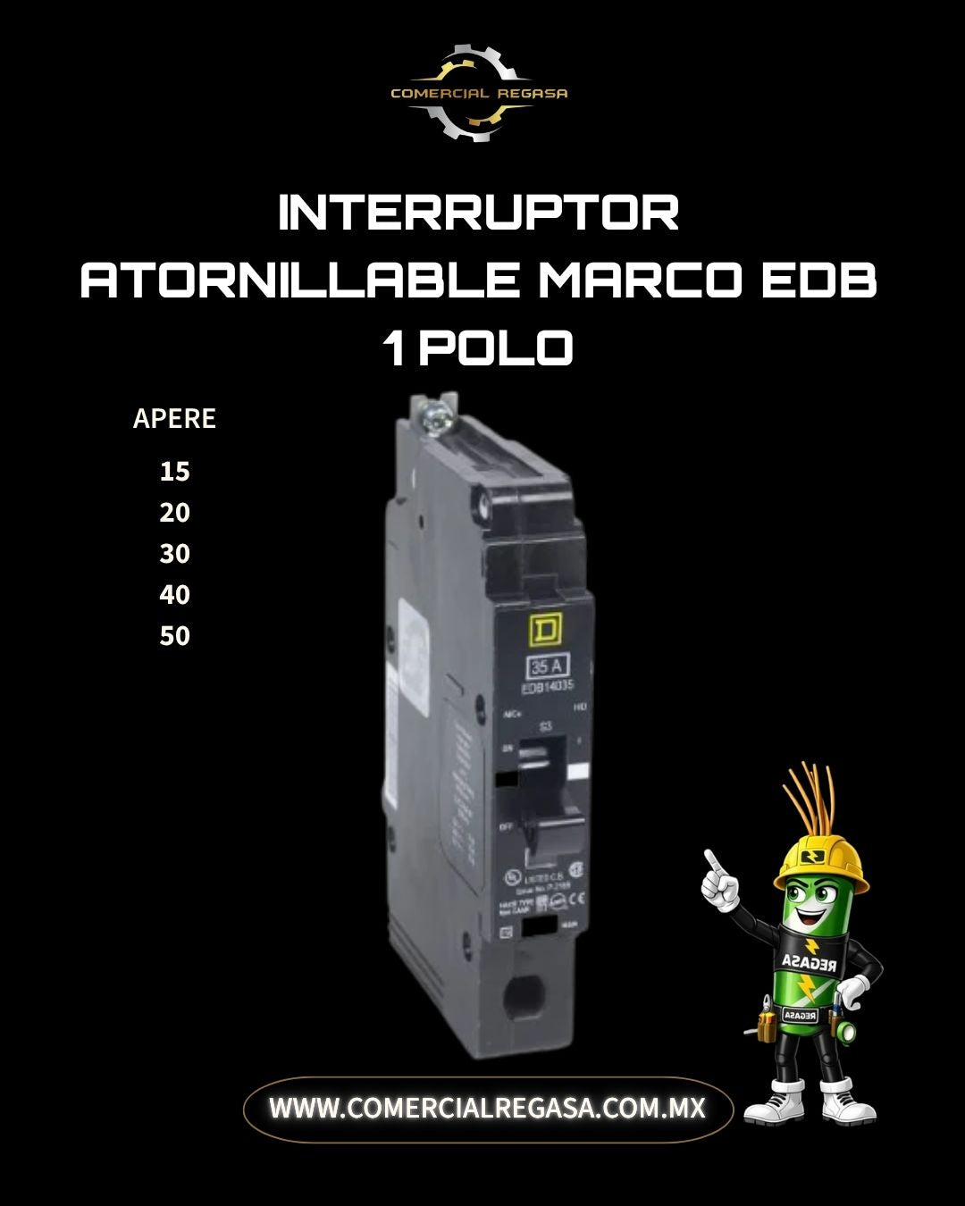 Interruptor Atornillable Marco EDB 1 Polo Square D | Pastilla Industrial NF