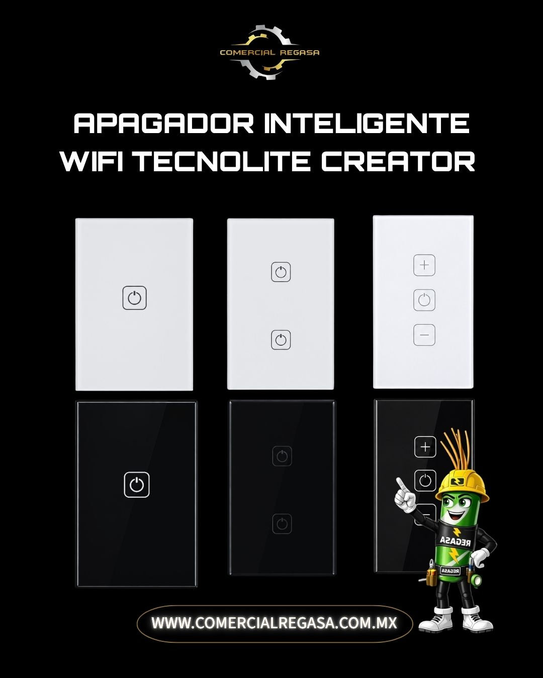 Apagador inteligente WiFi Tecnolite Creator | Compatible con Alexa y Google Home