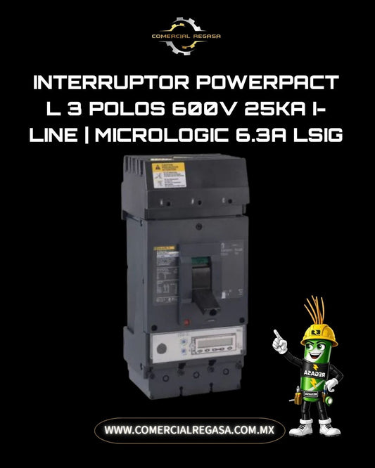 Interruptor PowerPacT L 3 Polos 600V 25kA I-Line | MicroLogic 6.3A LSIG