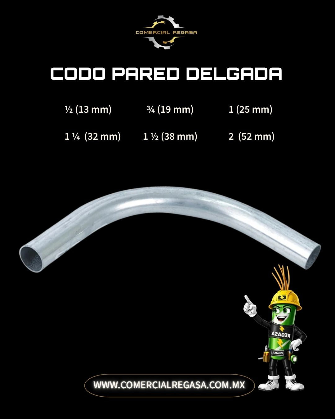 Codo Pared Delgada EMT Galvanizado | Curva para Tubo Conduit Ligero