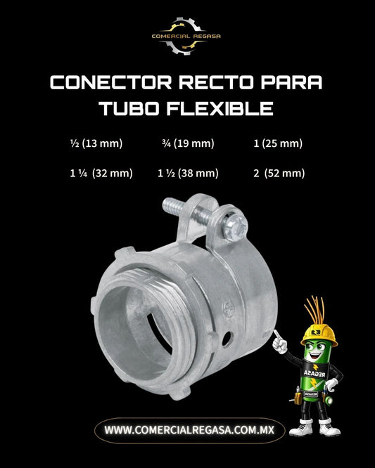 Conector recto para tubo flexible