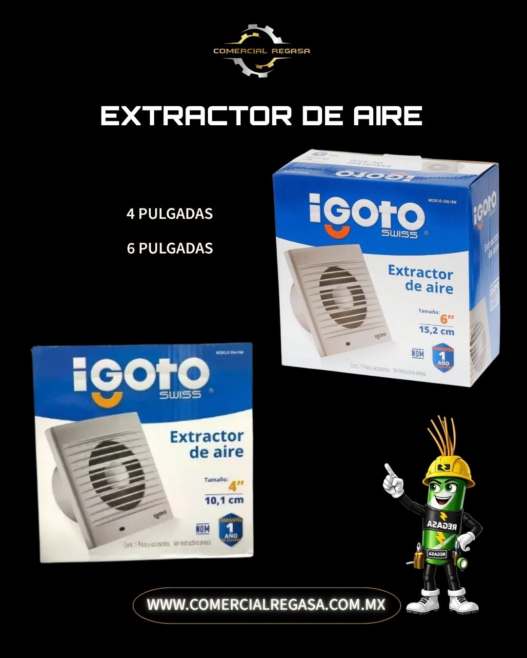 Extractor de Aire Empotrable Doméstico | Motor de Cobre y Cuerpo ABS