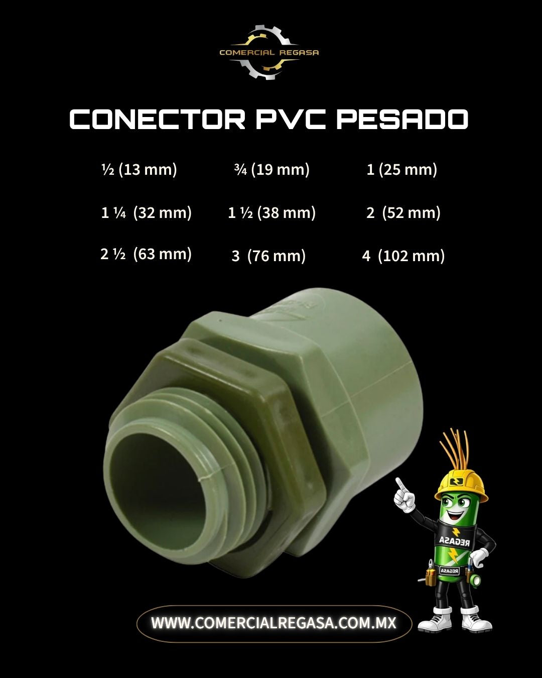 Conector Recto de PVC Pesado para Tubo Conduit | Instalación Eléctrica