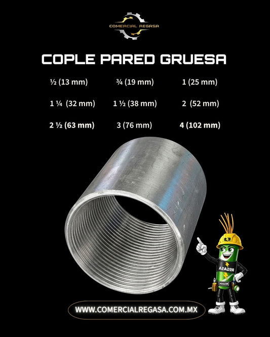 Cople Pared Gruesa Galvanizado | Conexión para Tubo Conduit Rígido