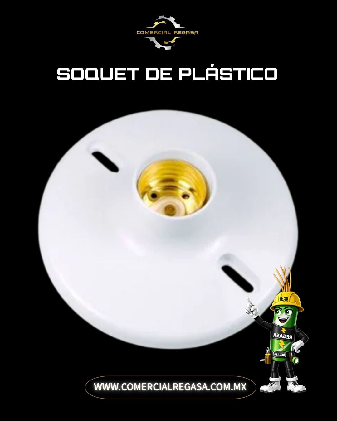 Soquet de Plástico de 4 1/2 Pulgadas Blanco | Portalámparas Redondo E27
