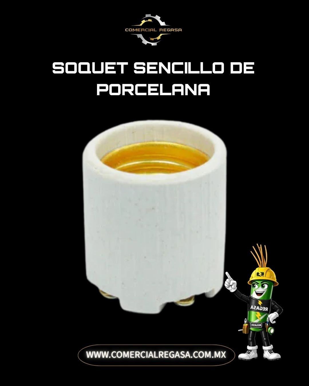 Soquet Sencillo de Porcelana E27 | Portalámparas de Cerámica de Alta Temperatura